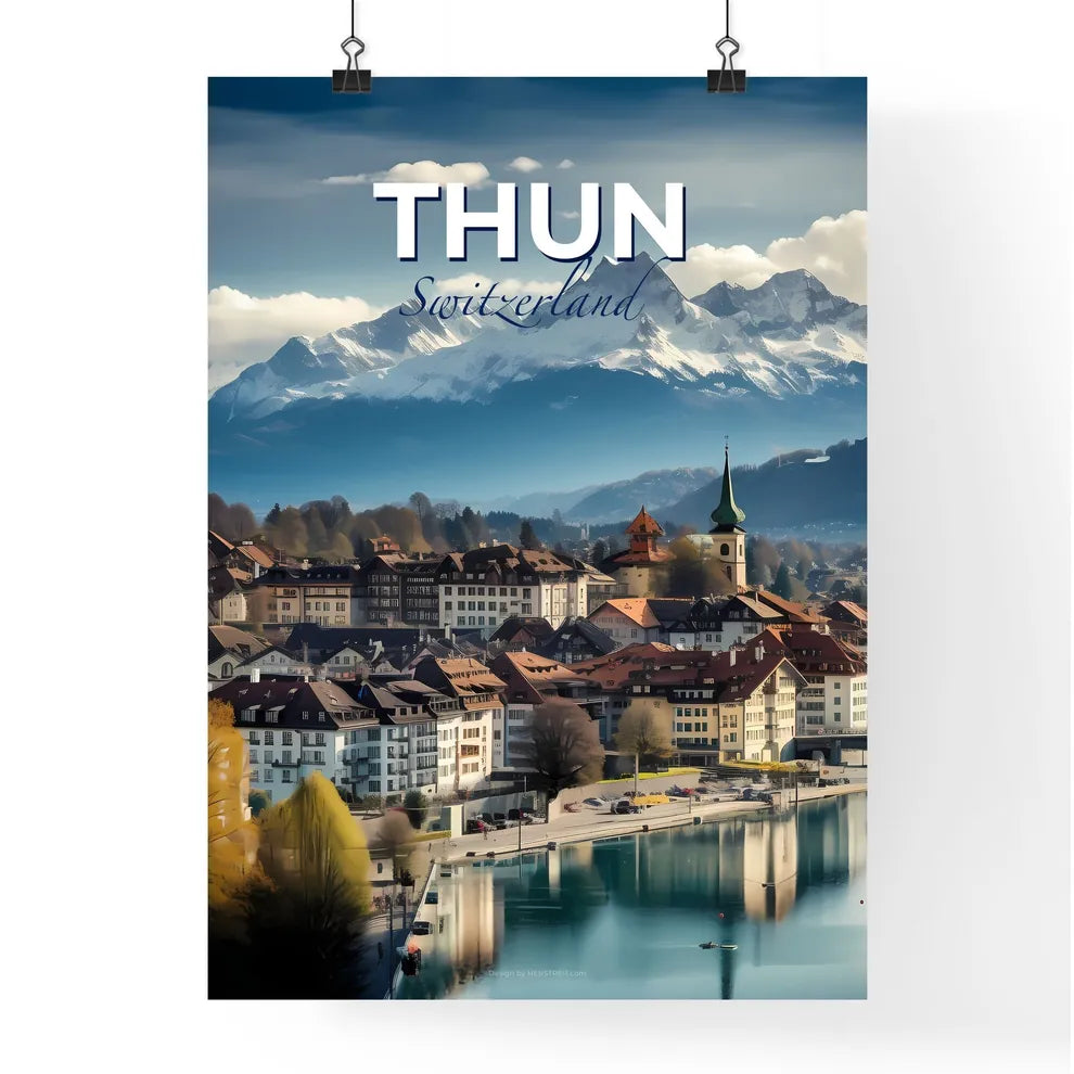 Thun Switzerland Skyline - A City Next To A River - Customizable Travel Gift Default Title