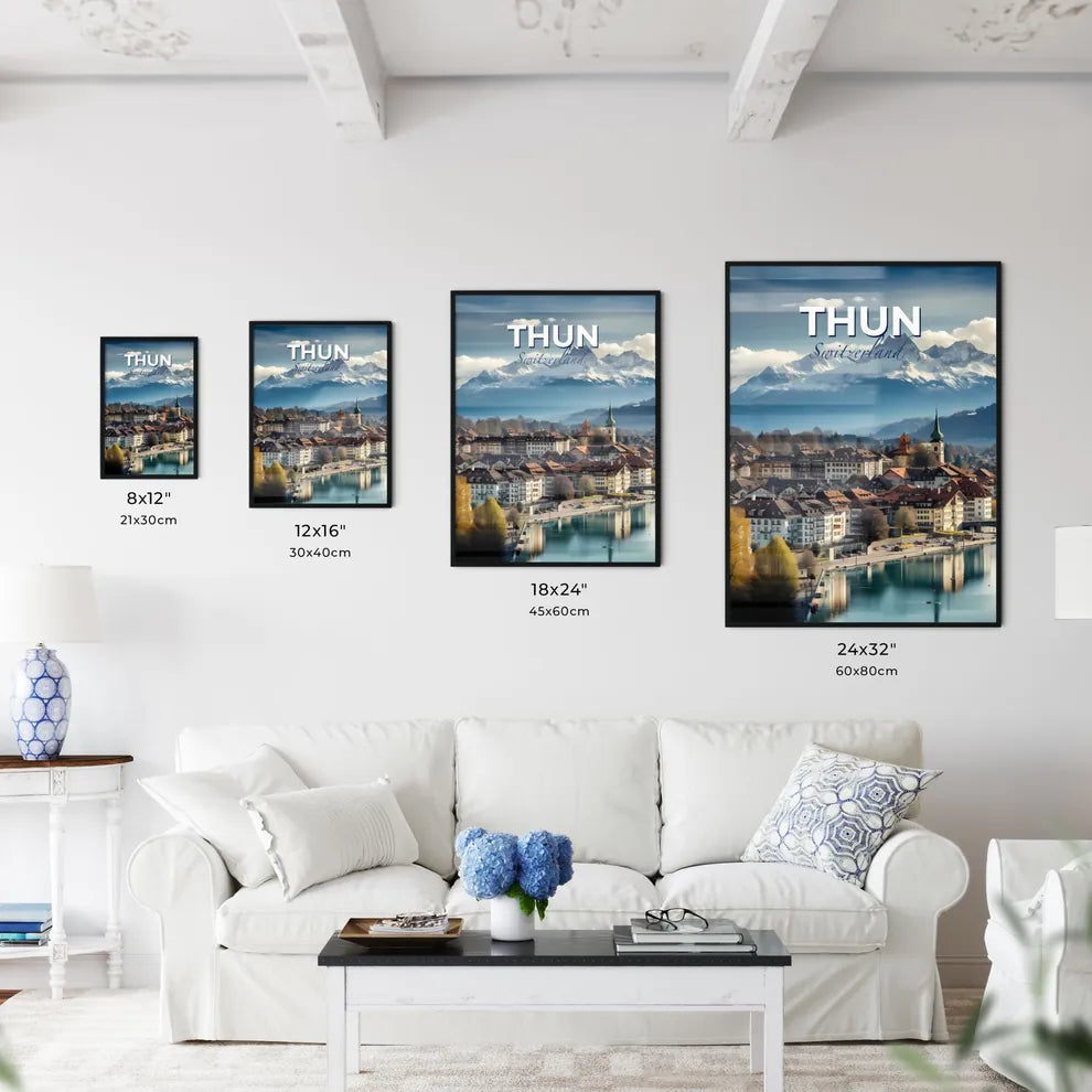 Thun Switzerland Skyline - A City Next To A River - Customizable Travel Gift Default Title