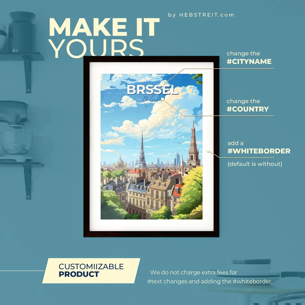 Brssel Belgium Skyline - A City With Many Buildings And Trees - Customizable Travel Gift Default Title