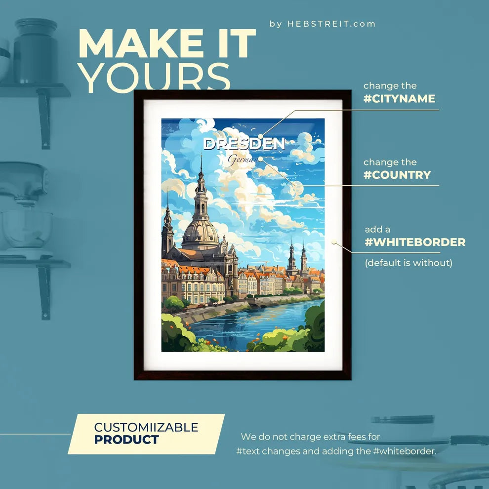 Dresden Germany Skyline - A City With A River And A Building - Customizable Travel Gift Default Title