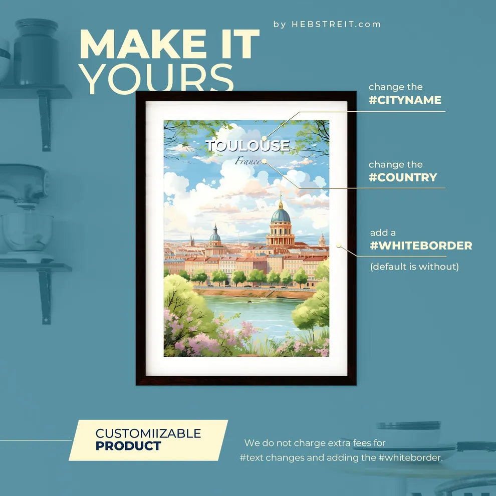 Toulouse France Skyline - A City With A River And Trees - Customizable Travel Gift Default Title