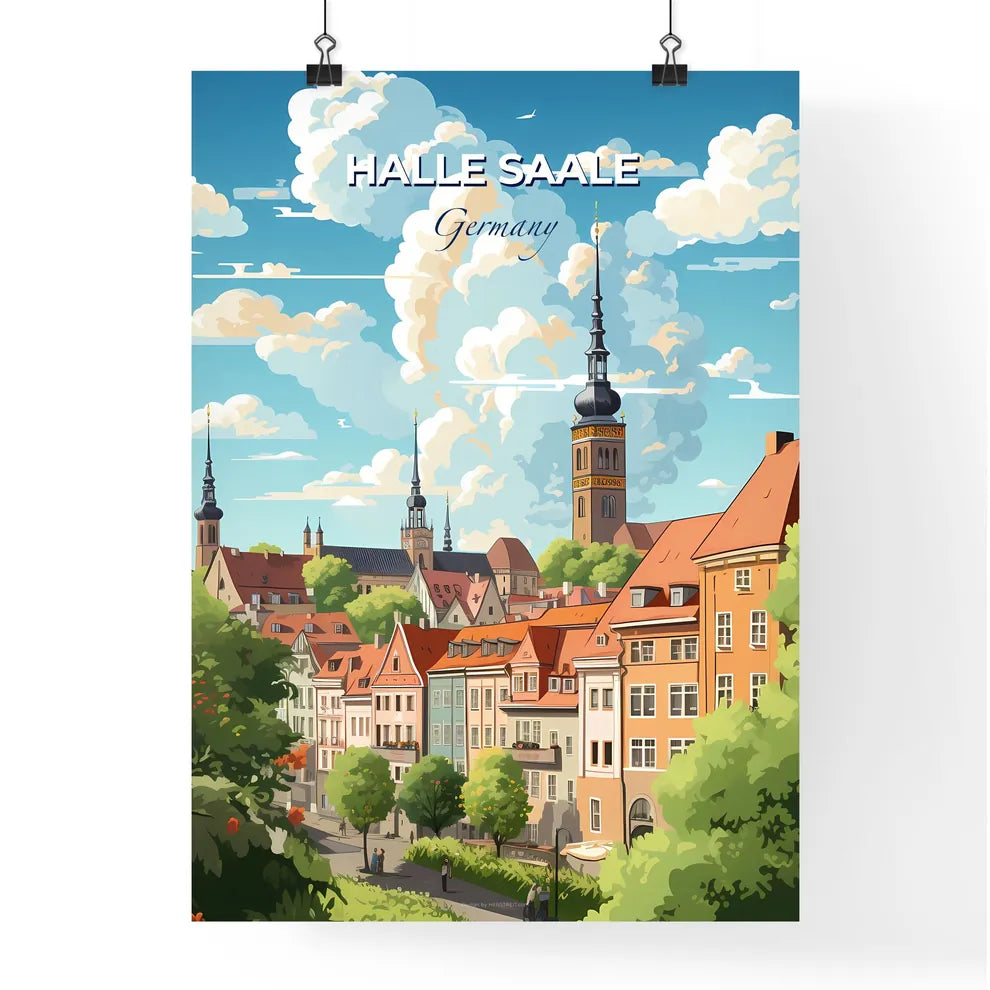Halle Saale Germany Skyline - A City With Many Buildings And Trees - Customizable Travel Gift Default Title