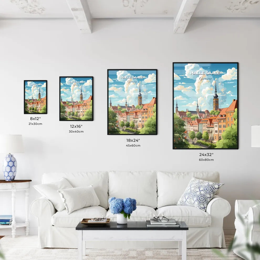 Halle Saale Germany Skyline - A City With Many Buildings And Trees - Customizable Travel Gift Default Title