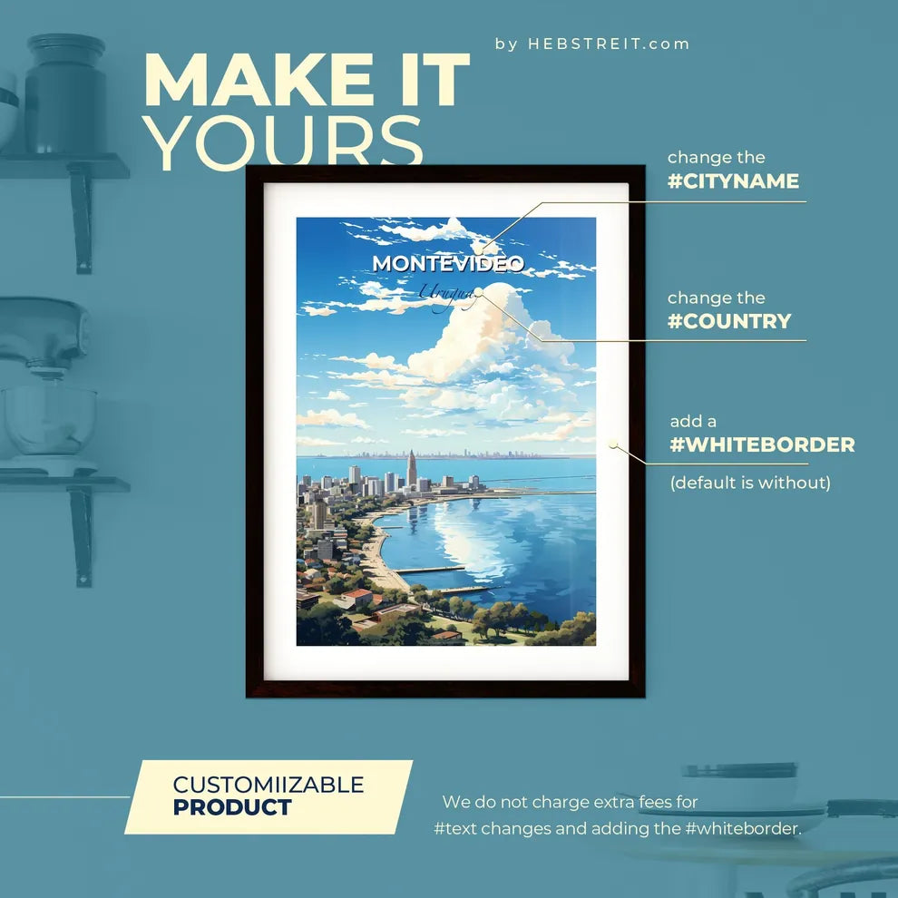 Montevideo Uruguay Skyline - A City Next To A Body Of Water - Customizable Travel Gift Default Title
