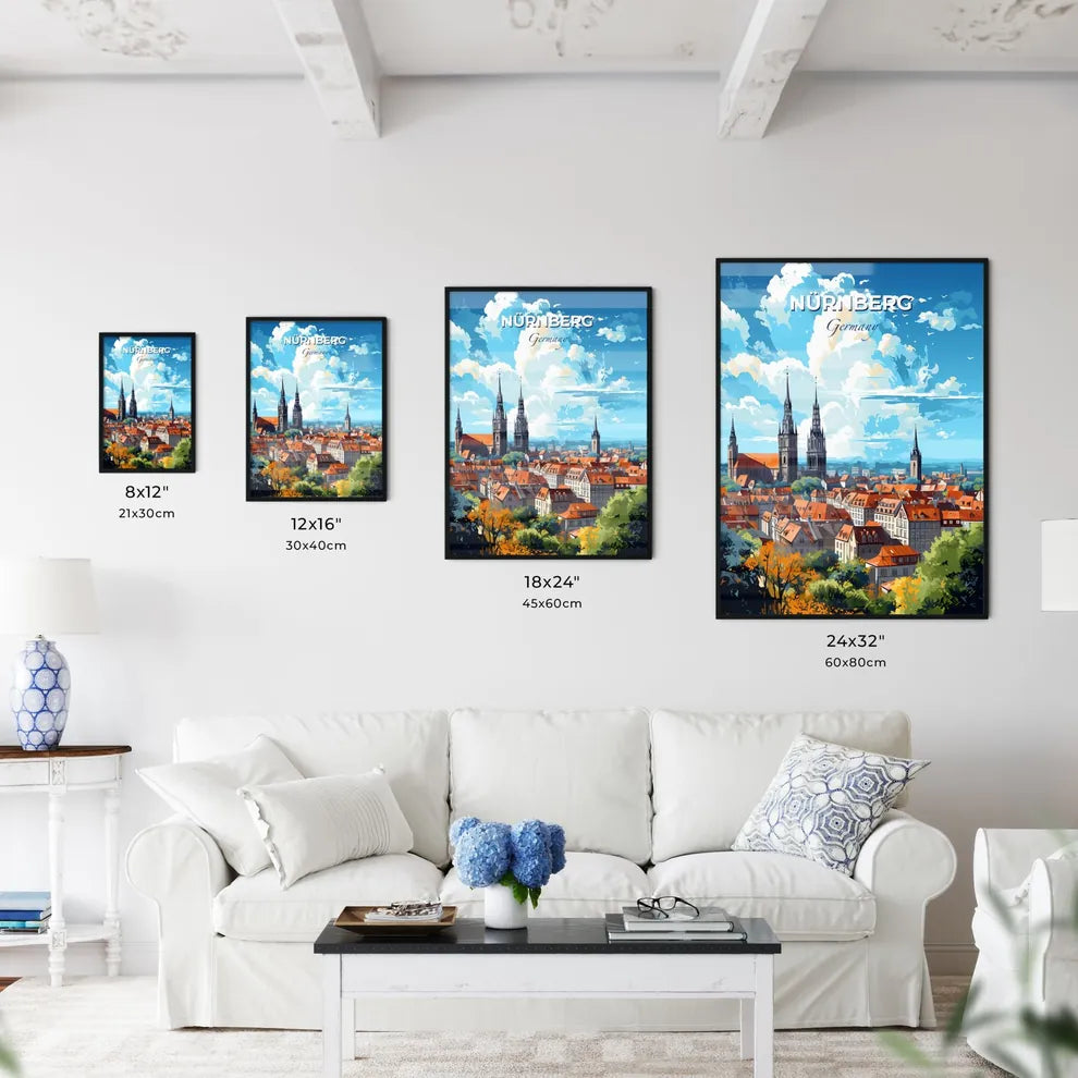 Nurnberg Germany Skyline - A City With Many Towers And Trees - Customizable Travel Gift Default Title