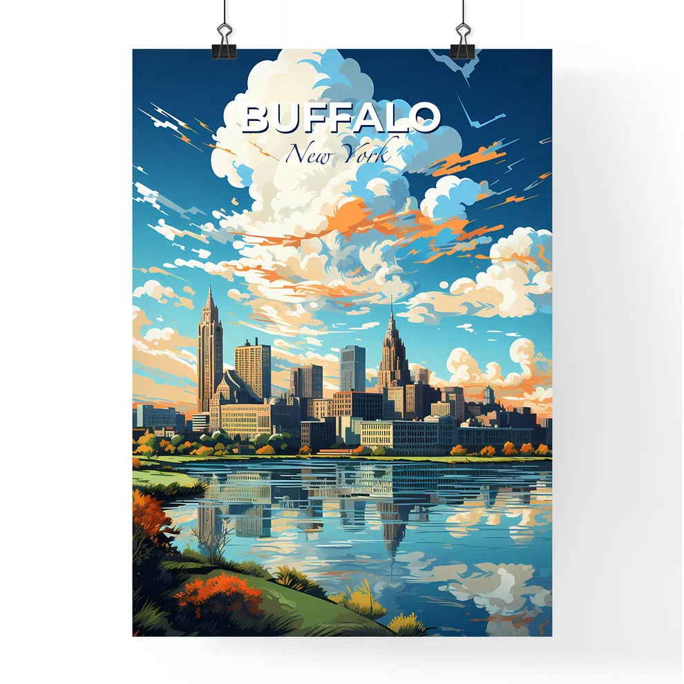 Buffalo New York Skyline - A Cityscape With A Body Of Water - Customizable Travel Gift Default Title