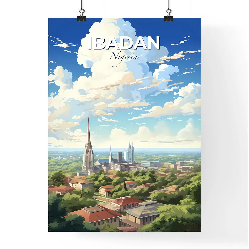 Ibadan Nigeria Skyline - A City With A Tall Spire And Trees - Customizable Travel Gift Default Title