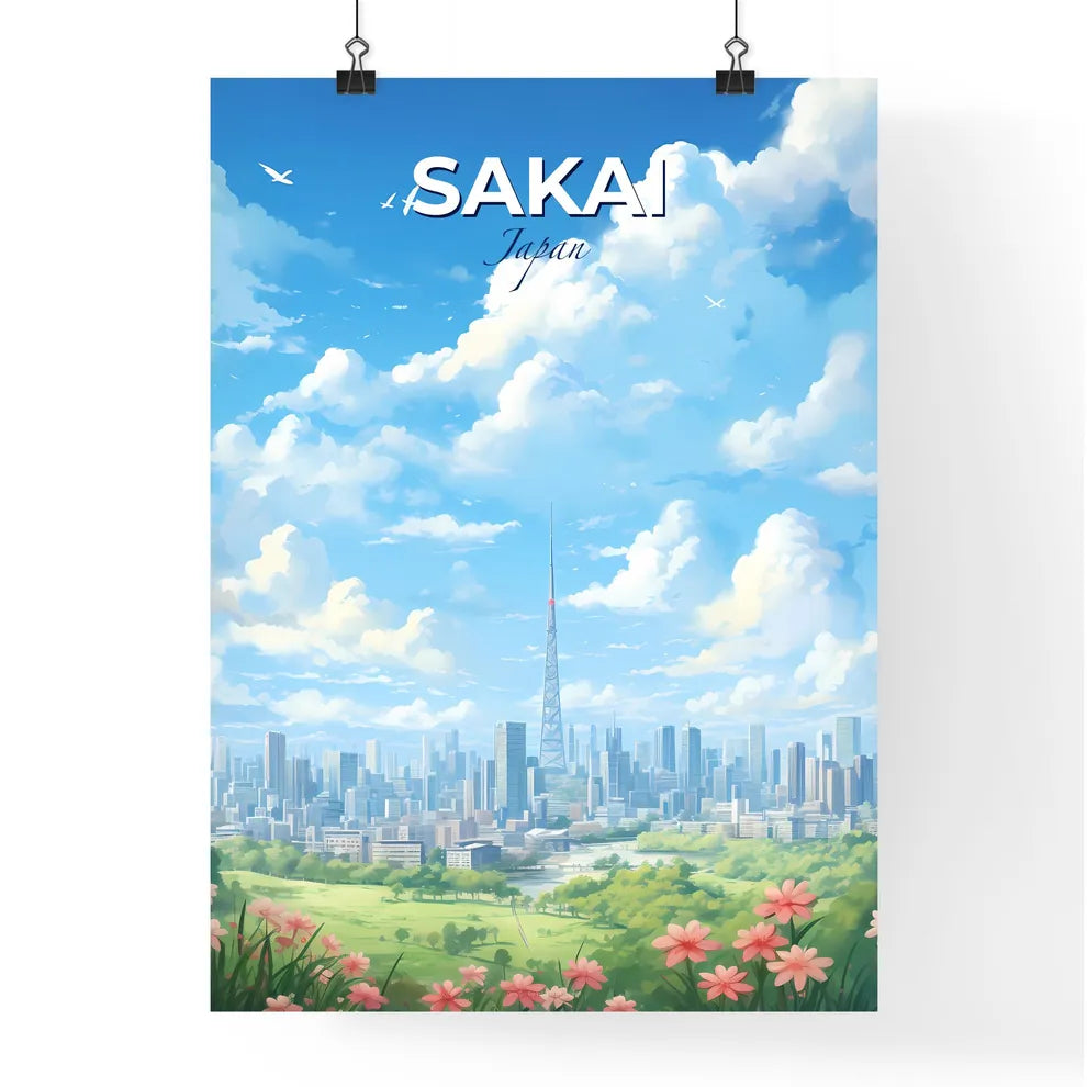 Sakai Japan Skyline - A City Landscape With A Tall Tower - Customizable Travel Gift Default Title