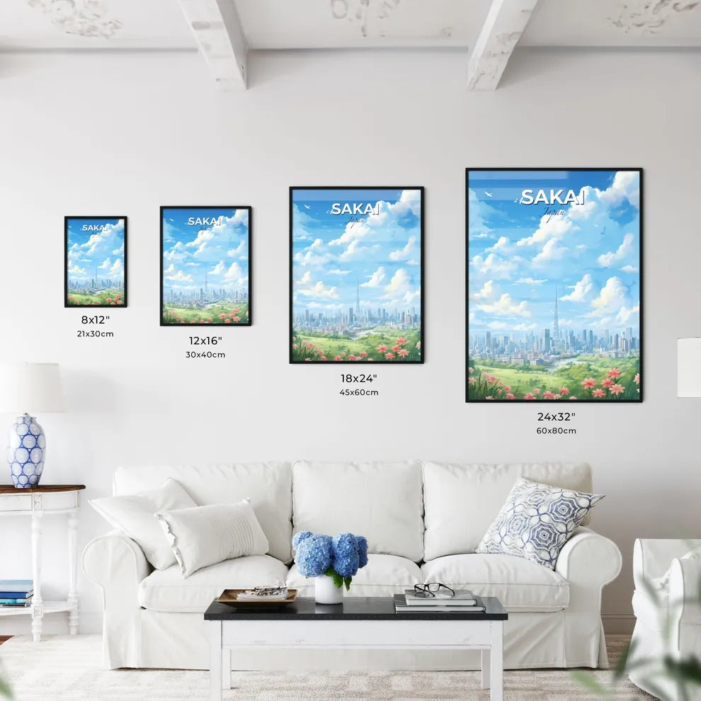 Sakai Japan Skyline - A City Landscape With A Tall Tower - Customizable Travel Gift Default Title