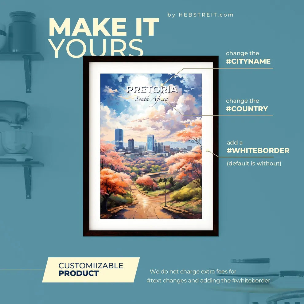 Pretoria South Africa Skyline - A City Landscape With Trees And Buildings - Customizable Travel Gift Default Title