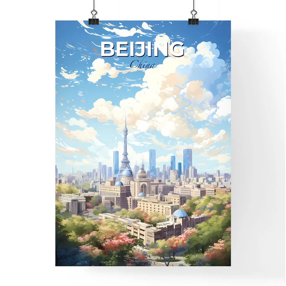 Beijing China Skyline - A City With Trees And A Tower - Customizable Travel Gift Default Title