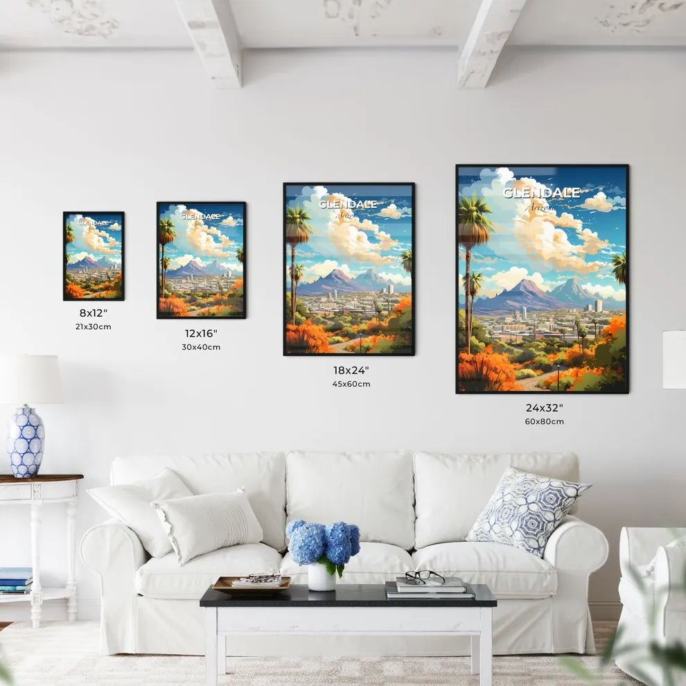 Glendale Arizona Skyline - A Landscape Of A City With Mountains And Trees - Customizable Travel Gift Default Title