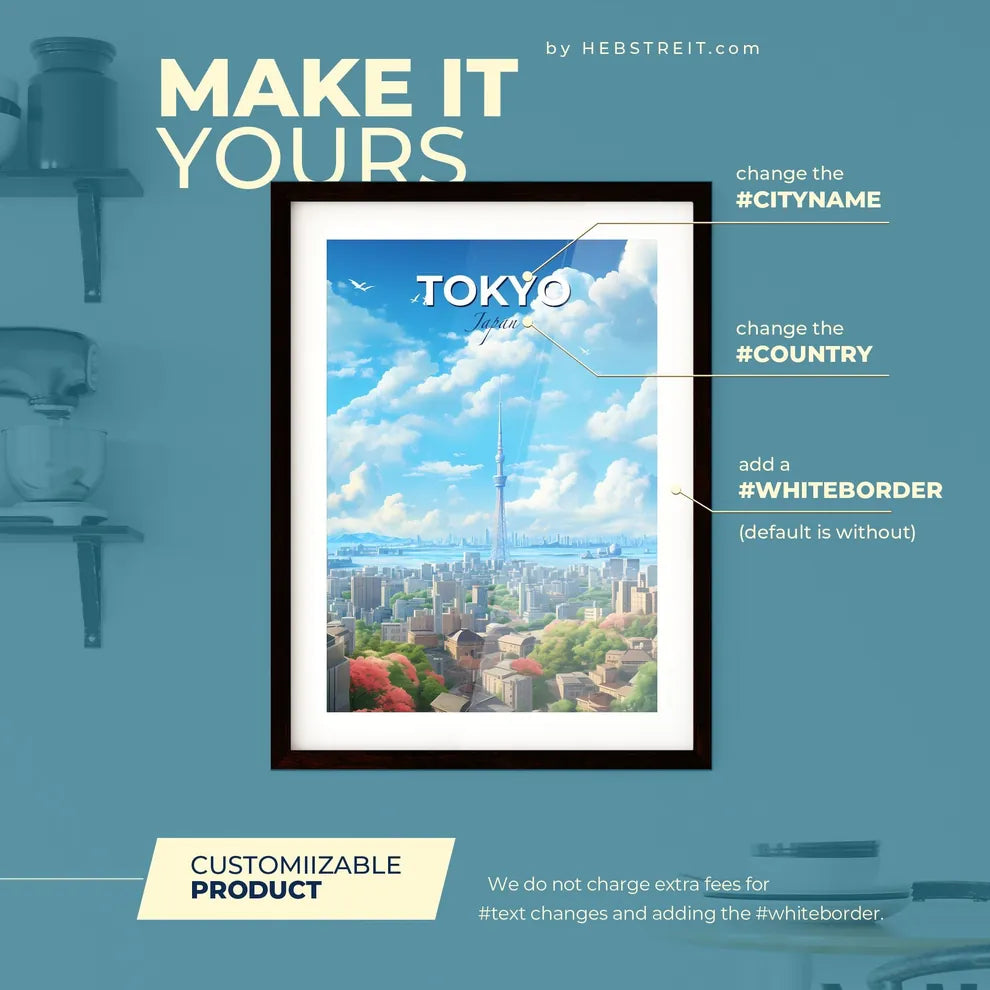 Tokyo Japan Skyline - A City With A Tall Tower - Customizable Travel Gift Default Title