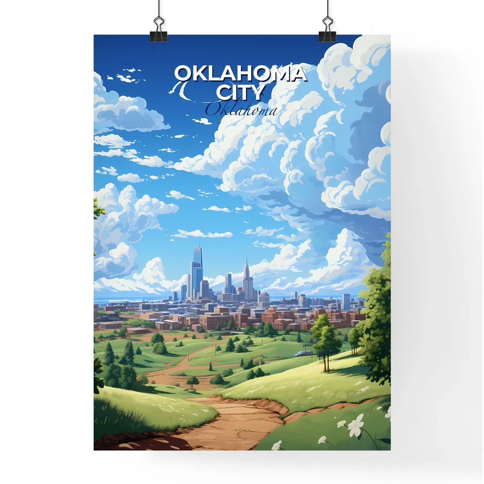 Oklahoma City Oklahoma Skyline - A Landscape Of A City With Trees And A Blue Sky - Customizable Travel Gift Default Title