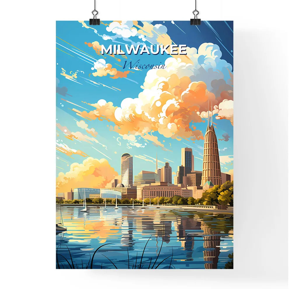 Milwaukee Wisconsin Skyline - A City Skyline With Boats On Water And Clouds In The Sky - Customizable Travel Gift Default Title