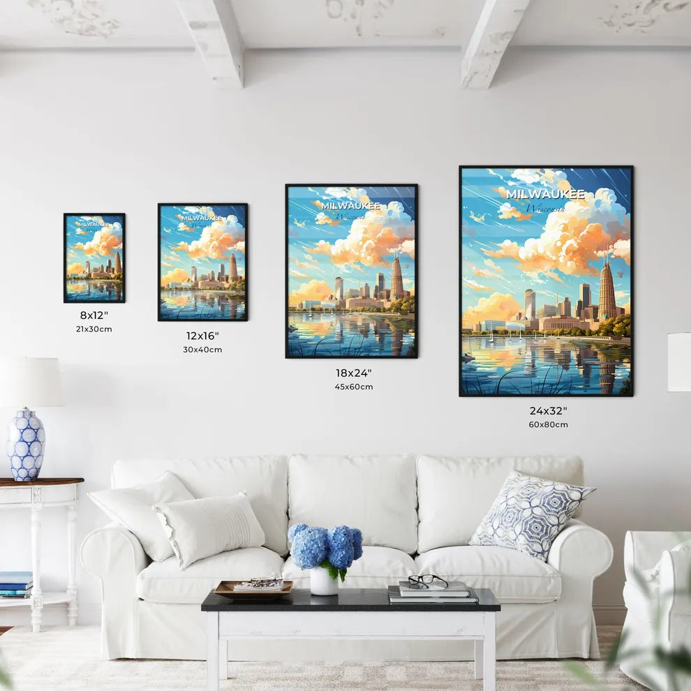 Milwaukee Wisconsin Skyline - A City Skyline With Boats On Water And Clouds In The Sky - Customizable Travel Gift Default Title
