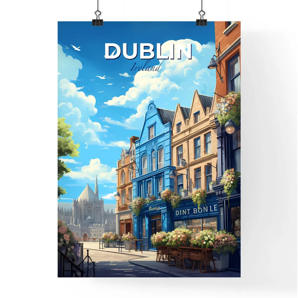 Dublin Ireland Skyline - A Colorful Buildings With Flowers And Trees - Customizable Travel Gift Default Title