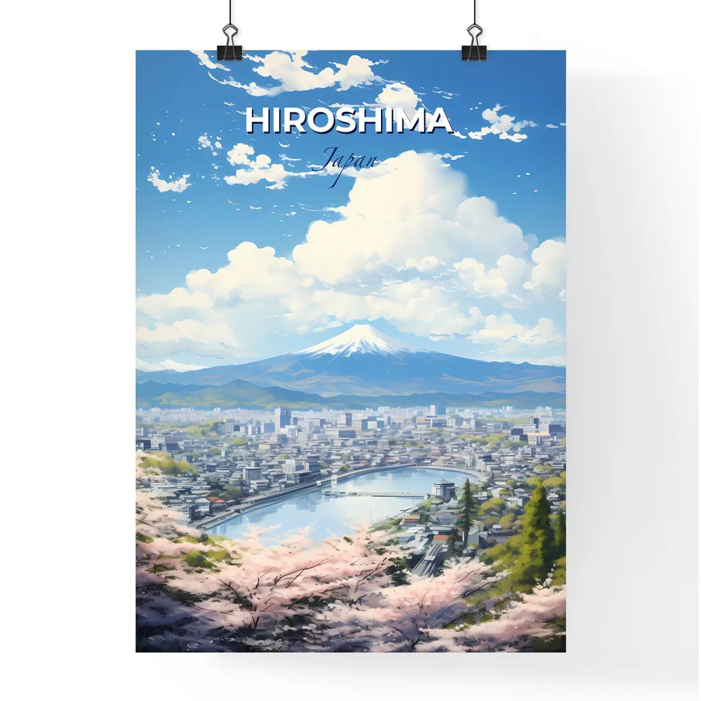 Hiroshima Japan Skyline - A City With A Mountain In The Background - Customizable Travel Gift Default Title
