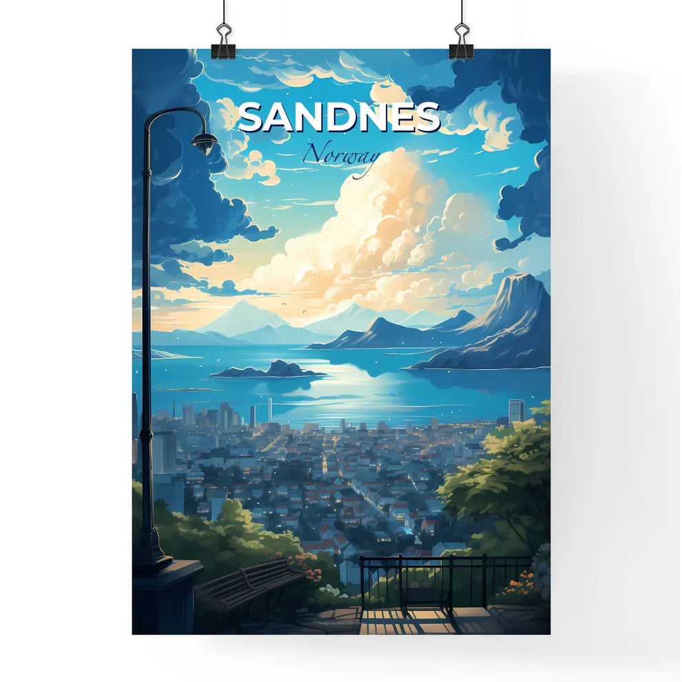 Sandnes Norway Skyline - A Cityscape With A Body Of Water And Mountains - Customizable Travel Gift Default Title