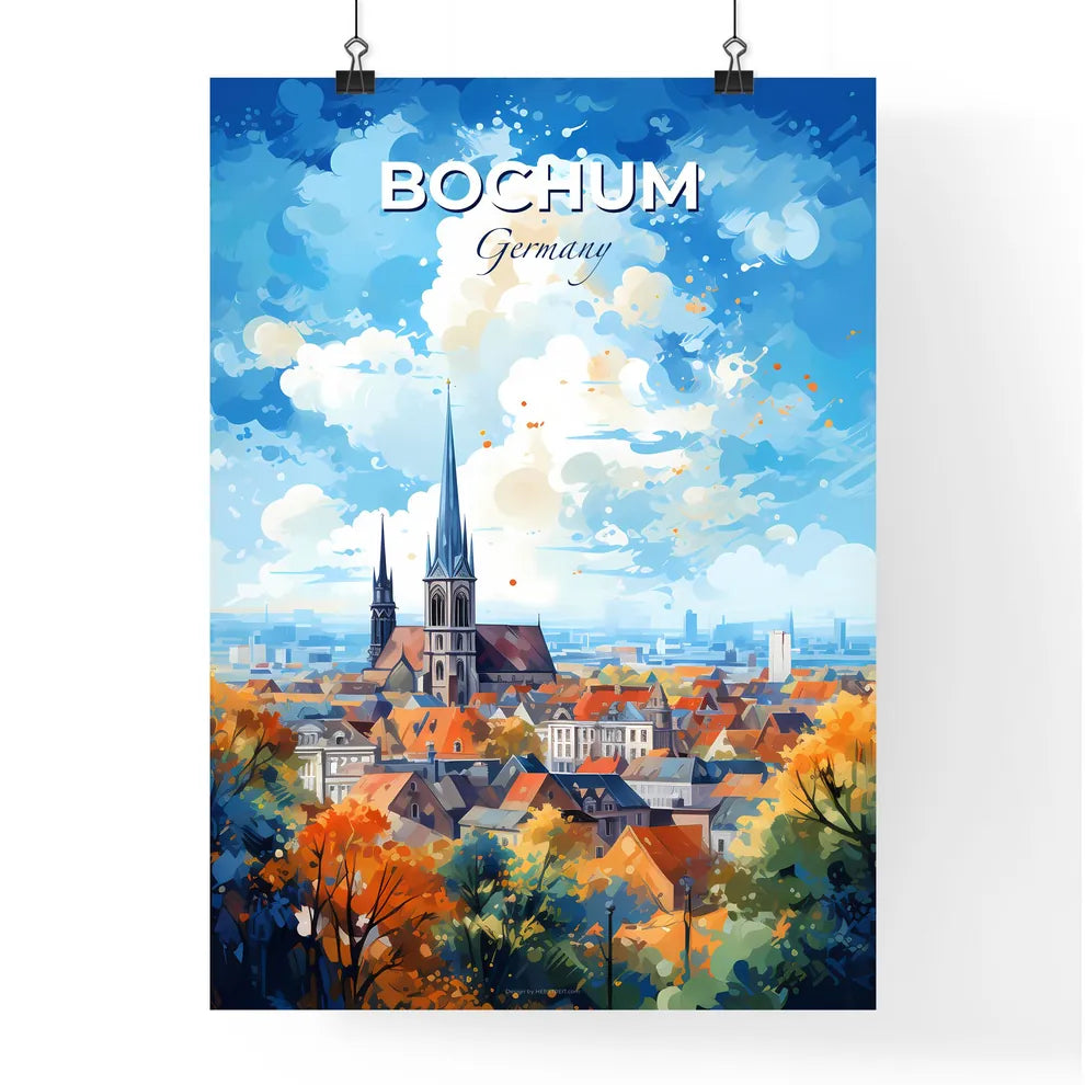 Bochum Germany Skyline - A City With A Church And Trees - Customizable Travel Gift Default Title