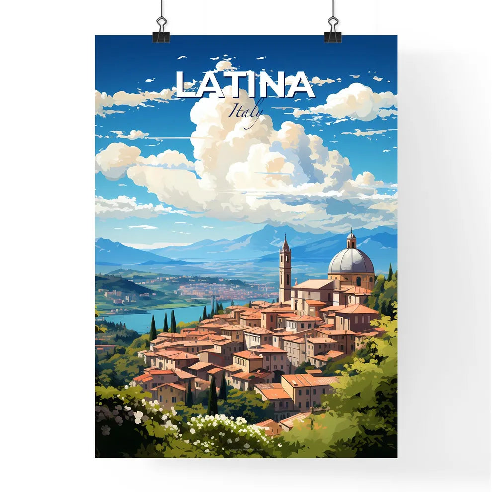 Latina Italy Skyline - A City With A Dome And A Tower - Customizable Travel Gift Default Title
