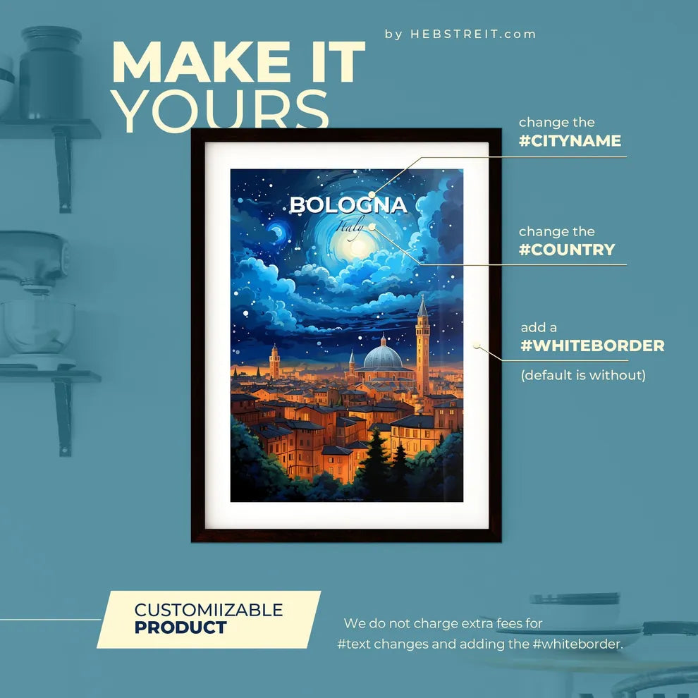 Bologna Italy Skyline - A City With Towers And A Dome In The Middle - Customizable Travel Gift Default Title