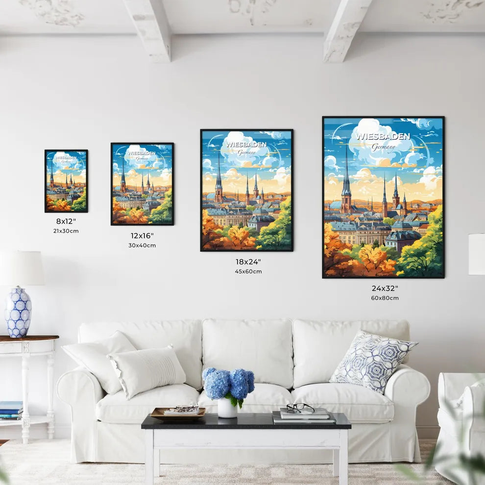 Wiesbaden Germany Skyline - A City With Trees And Buildings - Customizable Travel Gift Default Title