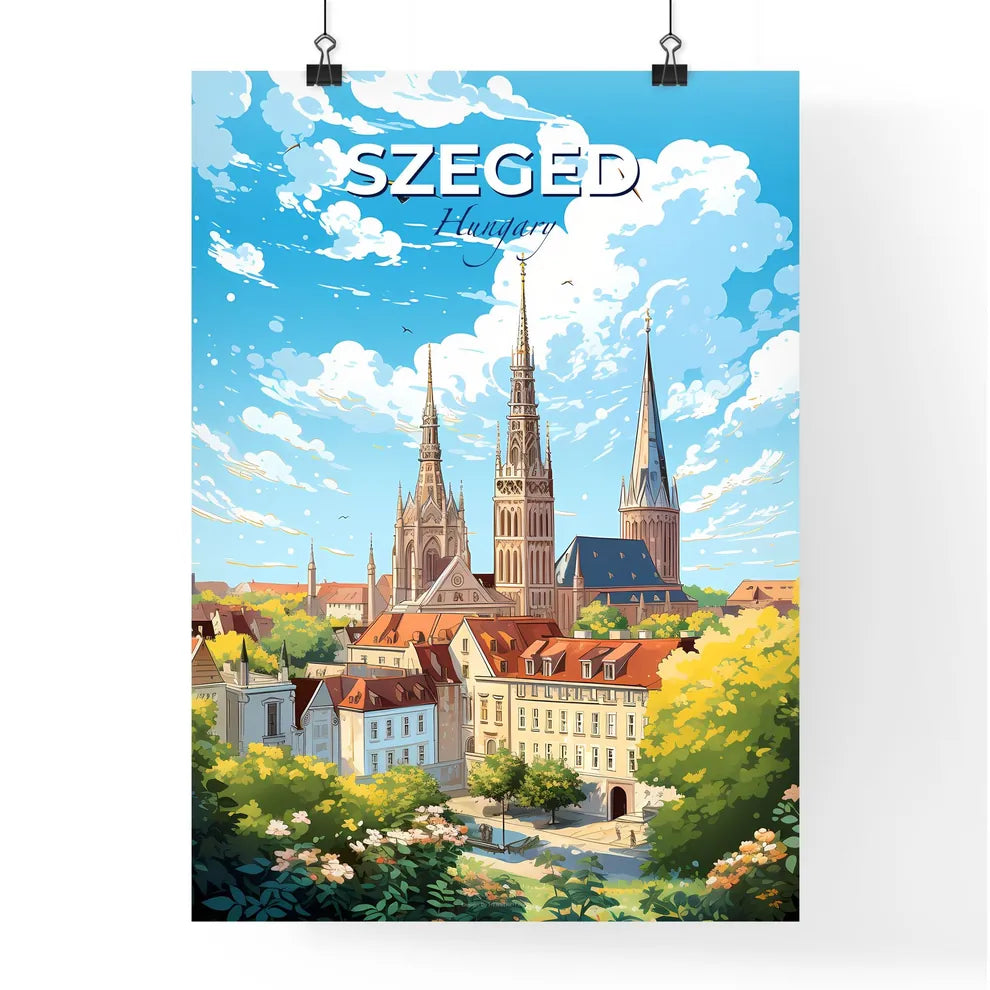 Szeged Hungary Skyline - A City With Towers And Trees - Customizable Travel Gift Default Title