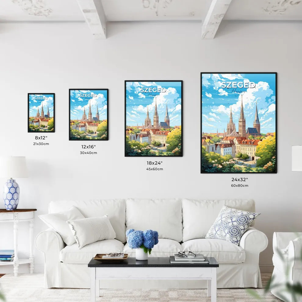 Szeged Hungary Skyline - A City With Towers And Trees - Customizable Travel Gift Default Title