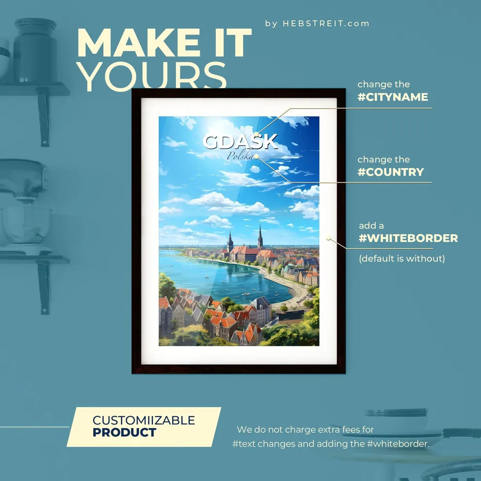 Gdask Polska Skyline - A City Next To A River - Customizable Travel Gift Default Title