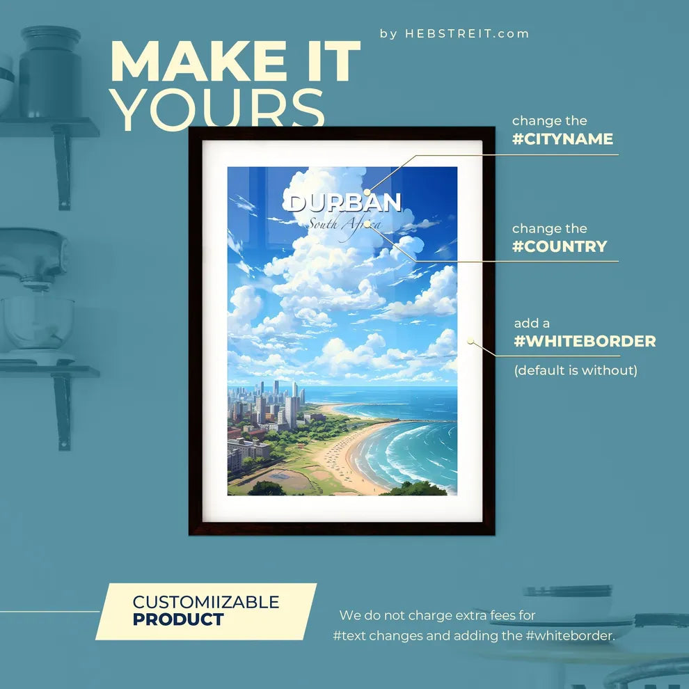 Durban South Africa Skyline - A City On A Beach - Customizable Travel Gift Default Title