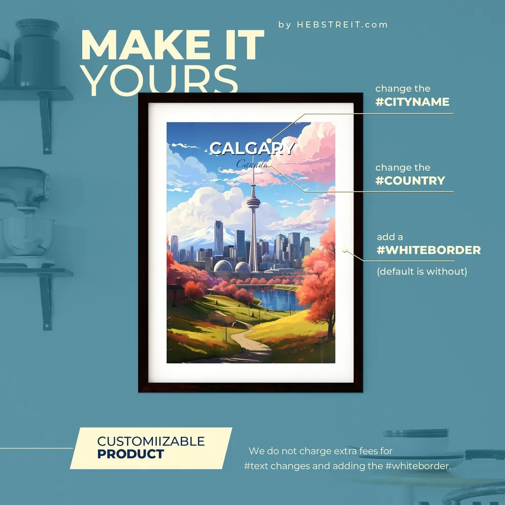 Calgary Canada Skyline - A City Landscape With A Lake And Trees - Customizable Travel Gift Default Title