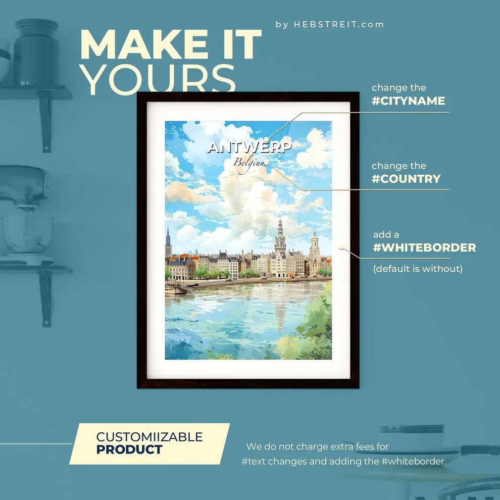 Antwerp Belgium Skyline - A Water Next To A City - Customizable Travel Gift Default Title