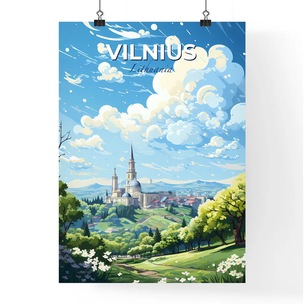 Vilnius Lithuania Skyline - A Landscape With Trees And A Building - Customizable Travel Gift Default Title