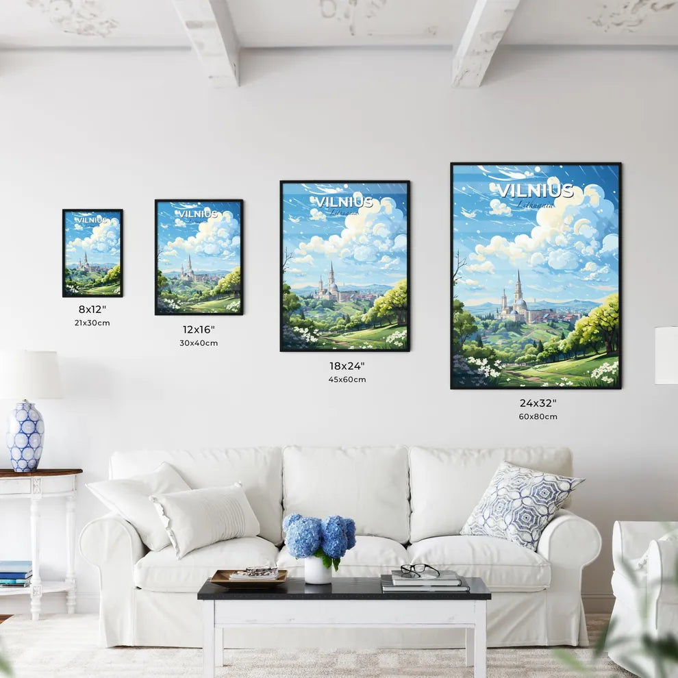 Vilnius Lithuania Skyline - A Landscape With Trees And A Building - Customizable Travel Gift Default Title