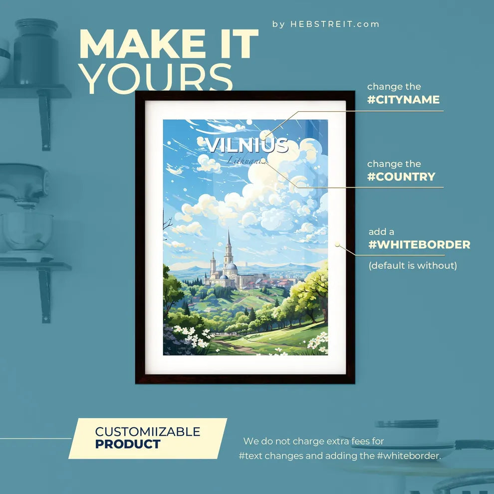 Vilnius Lithuania Skyline - A Landscape With Trees And A Building - Customizable Travel Gift Default Title