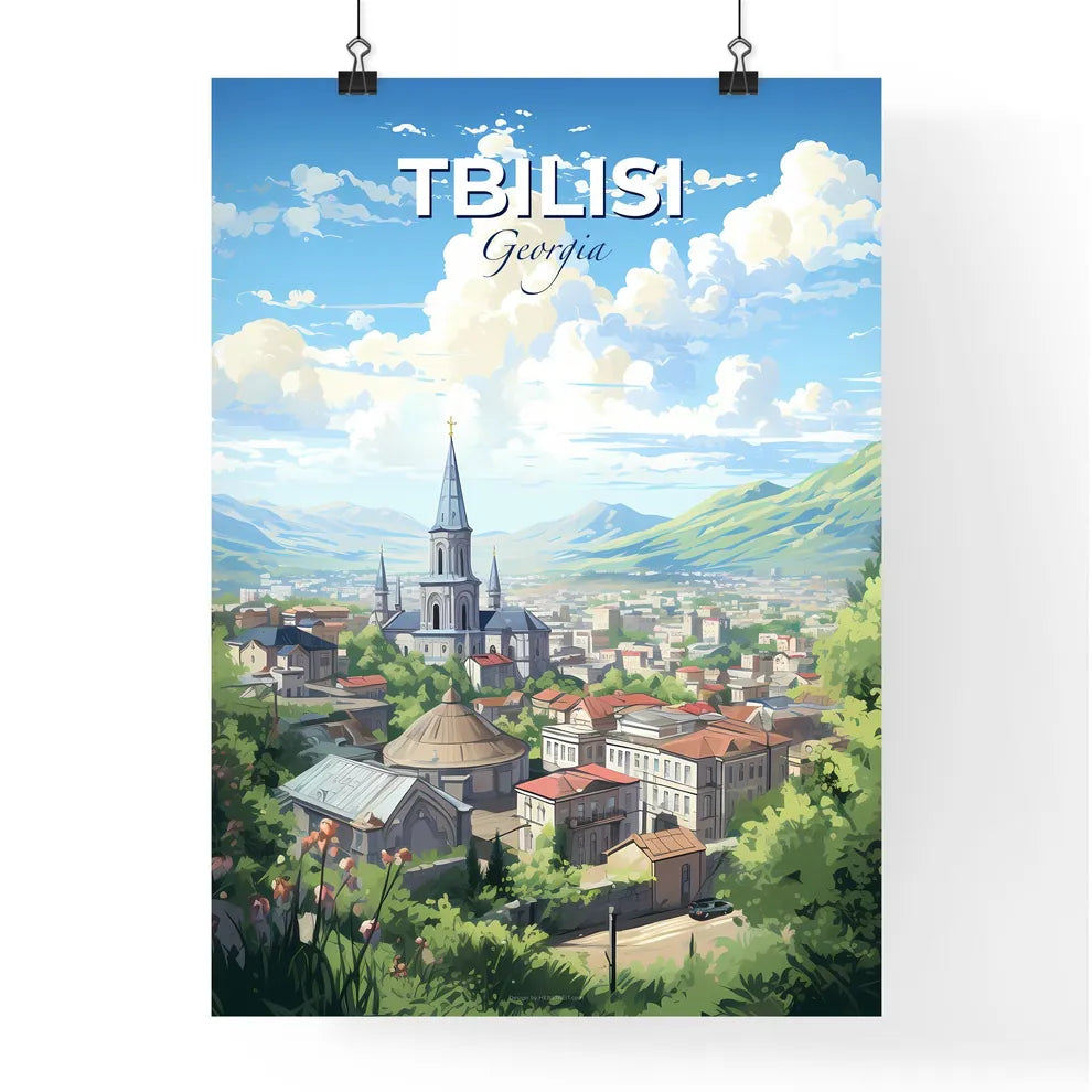 Tbilisi Georgia Skyline - A City With A Steeple And Trees - Customizable Travel Gift Default Title