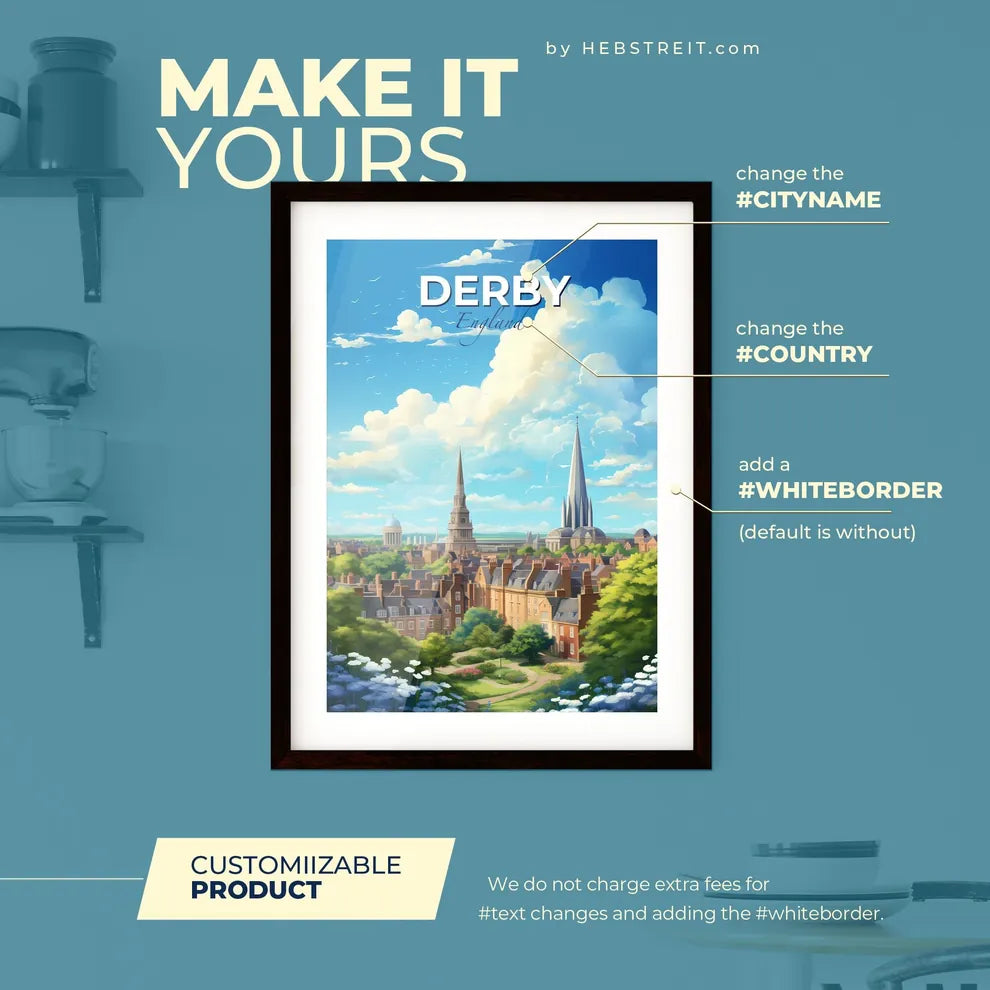 Derby England Skyline - A City With Trees An Framed Print