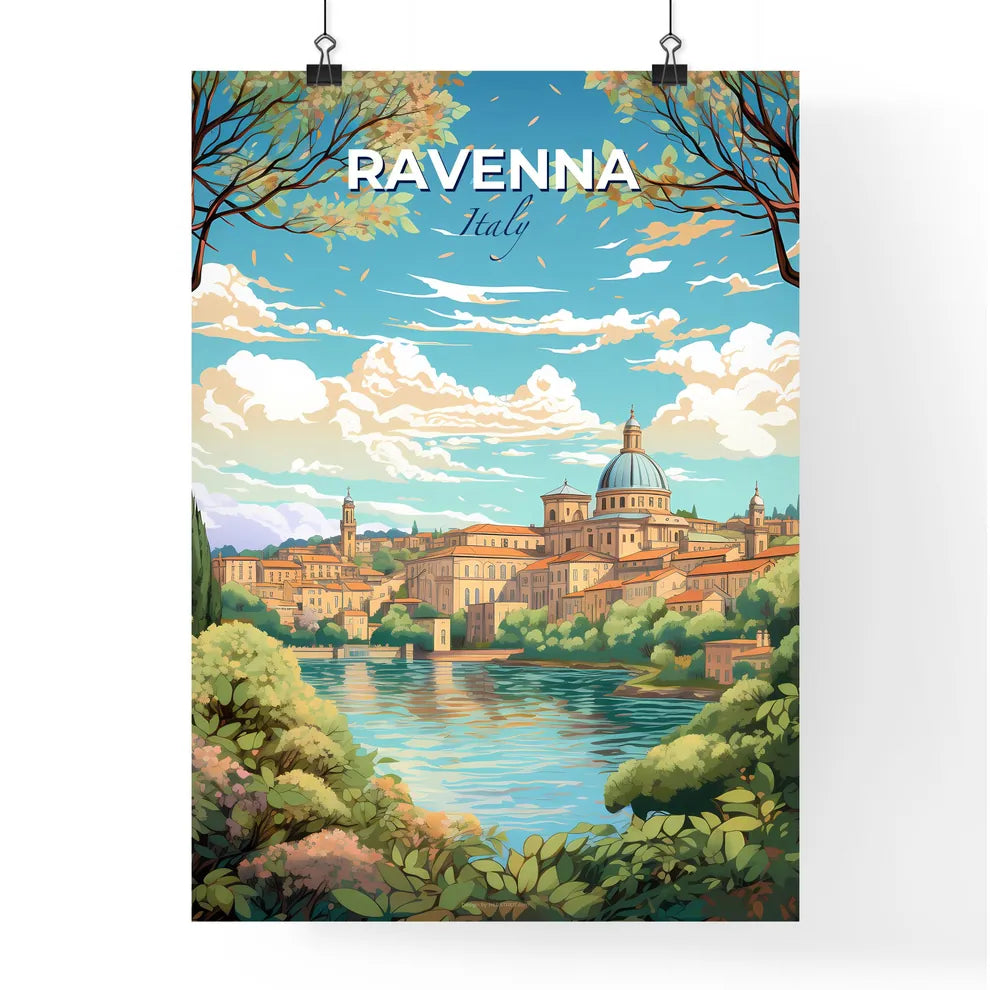 Ravenna Italy Skyline - A Landscape Of A City With A River And Trees - Customizable Travel Gift Default Title
