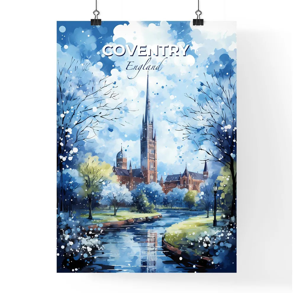 Coventry England Skyline - A Painting Of A Castle And A River - Customizable Travel Gift Default Title