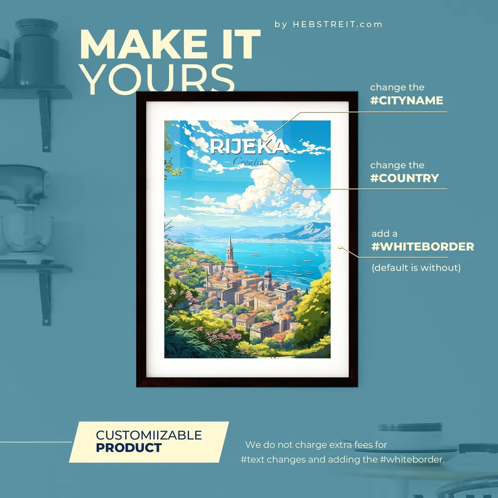 Rijeka Croatia Skyline - A City By The Water - Customizable Travel Gift Default Title