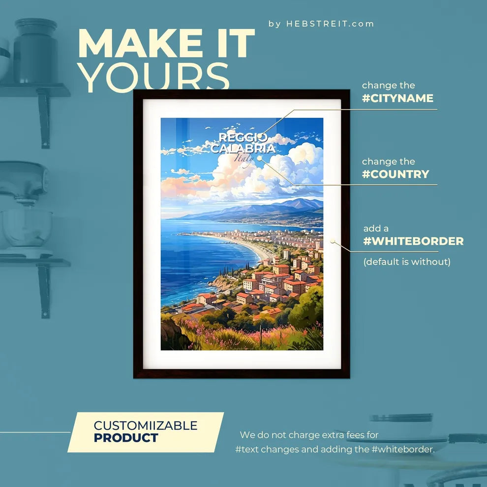 Reggio Calabria Italy Skyline - A City On A Beach - Customizable Travel Gift Default Title