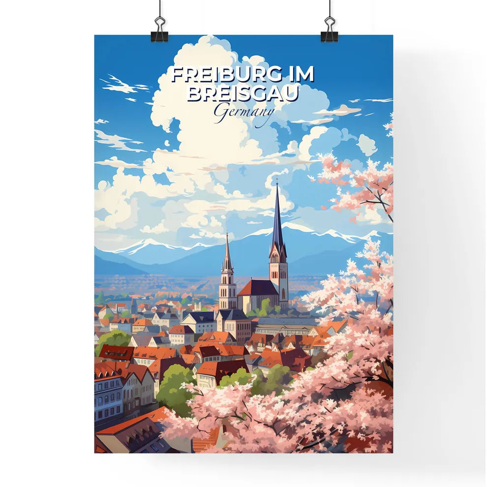 Freiburg im Breisgau Germany Skyline - A City With A Church And Trees - Customizable Travel Gift Default Title