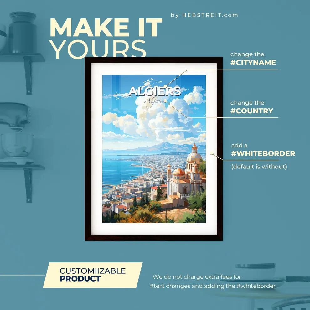 Algiers Algeria Skyline - A City By The Water - Customizable Travel Gift Default Title