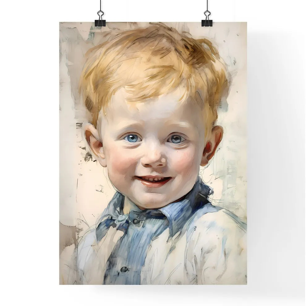 A Poster of beautiful baby with blue eyes sm Poster