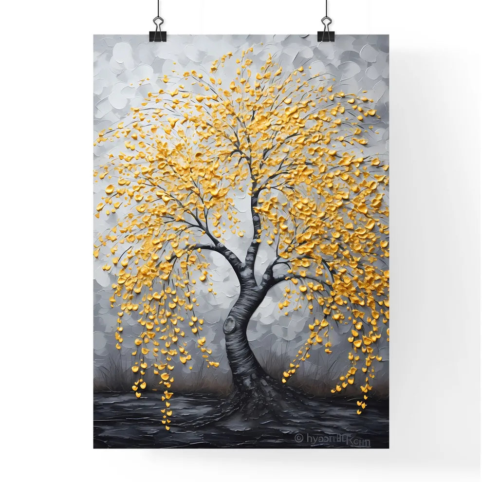 A Poster of an acrylic painting of a yellow  Poster