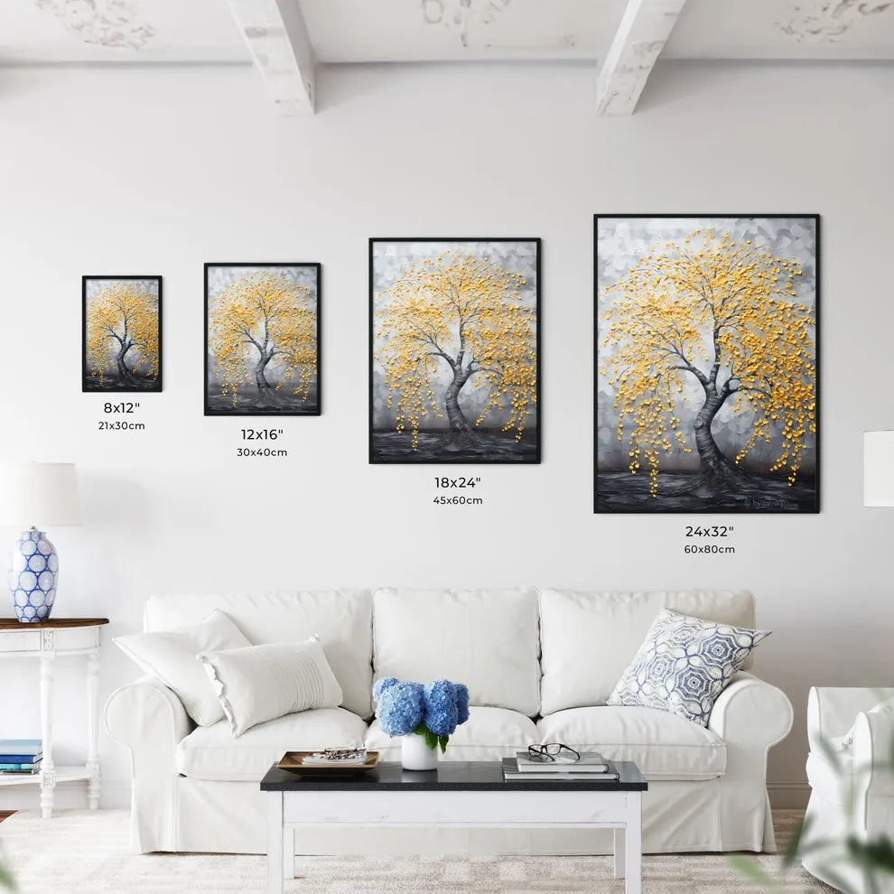 A Poster of an acrylic painting of a yellow  - Kitchen Hangings