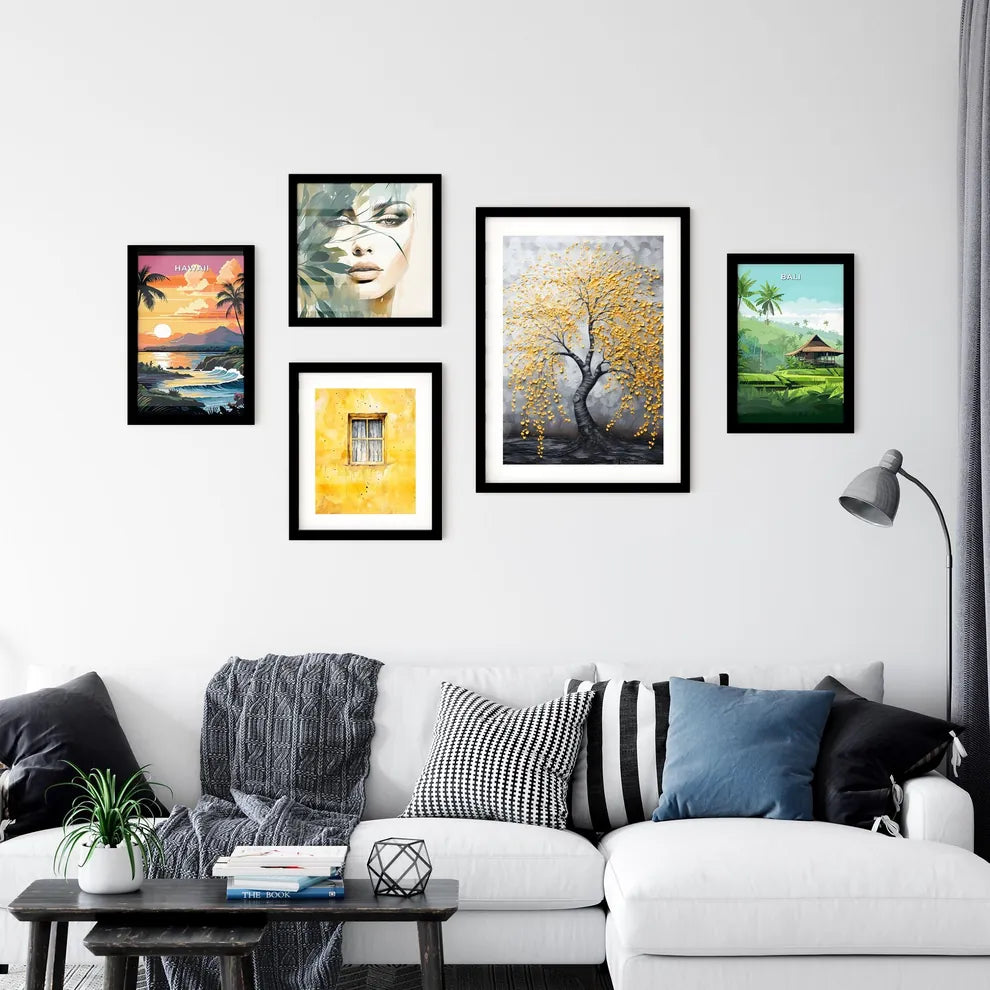 A Poster of an acrylic painting of a yellow  Wall Art