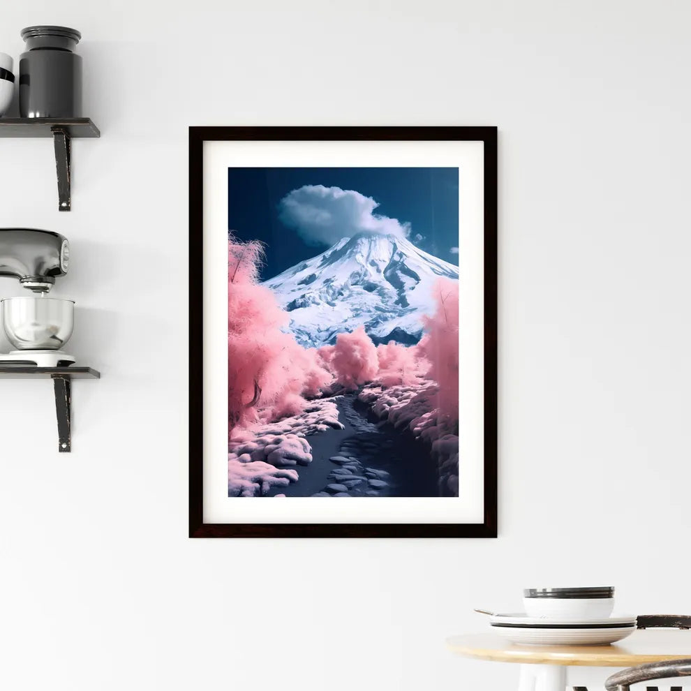 A Poster of A magnificent snow mountain - A  Framed Print