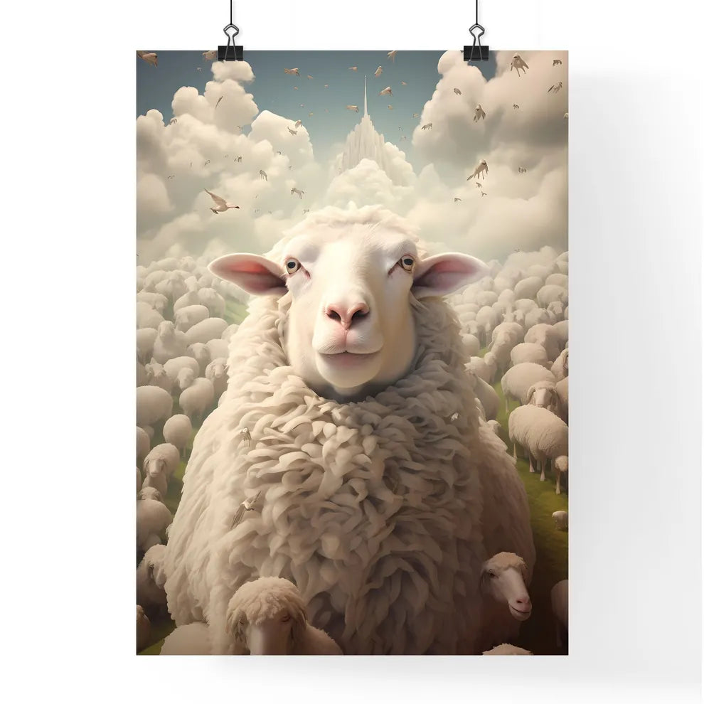 A Poster of un ciel avec des moutons qui tombent  Poster